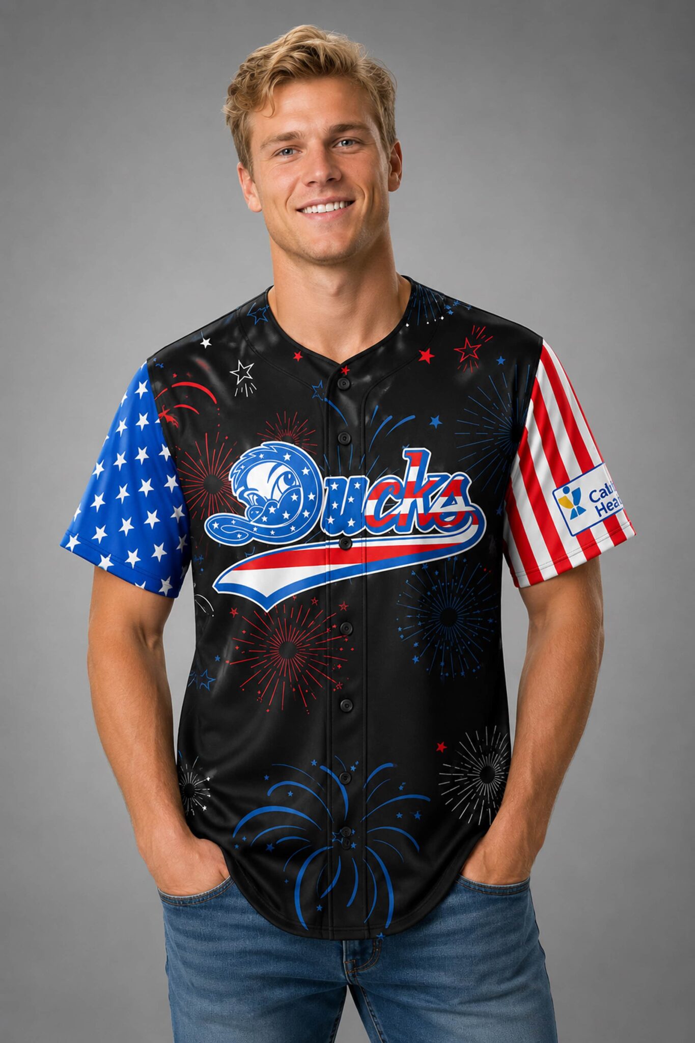 ducks celebrating 4th of july 2026 fireworks baseball jersey2