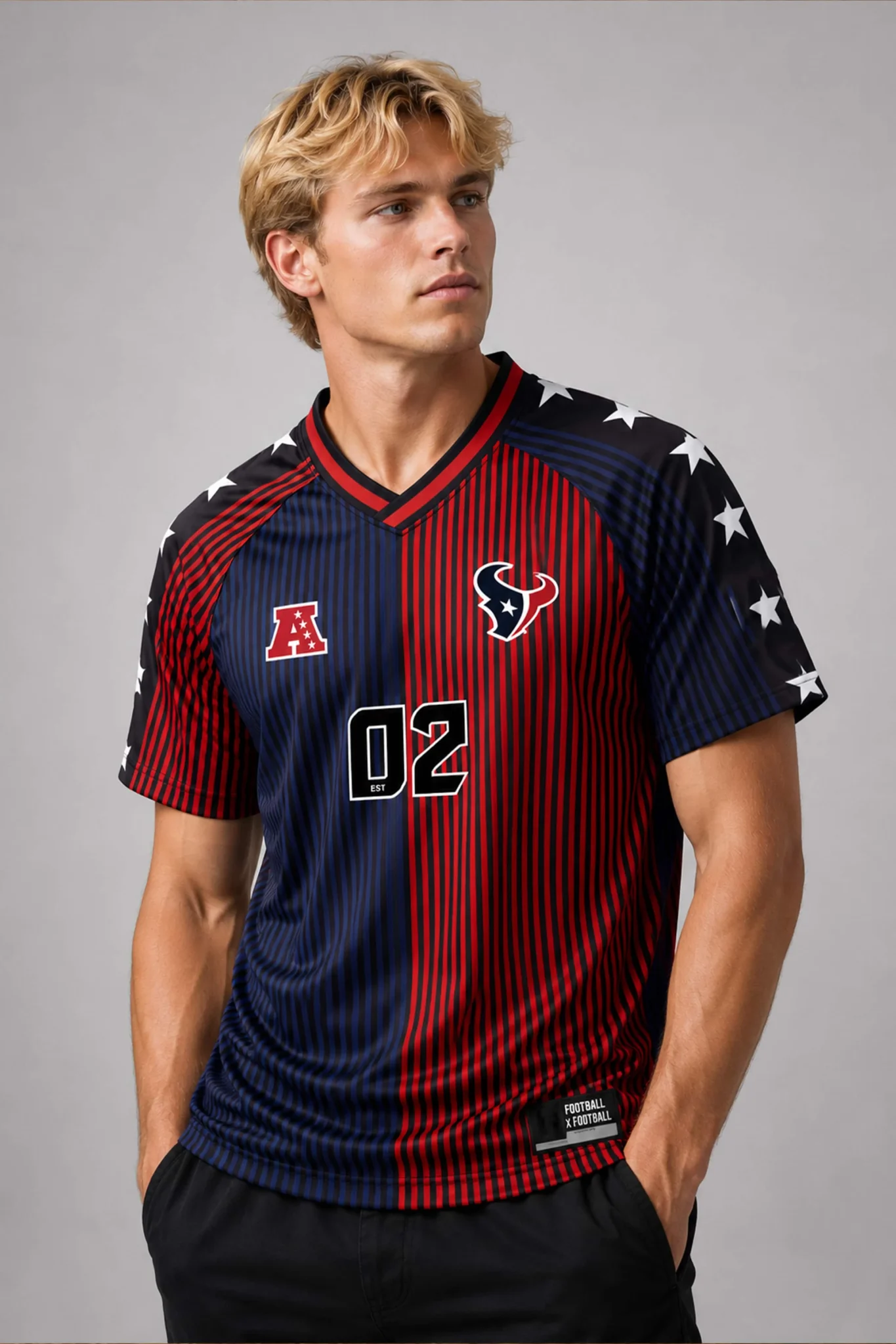 houston texans football v neck fan top 2026 jersey2