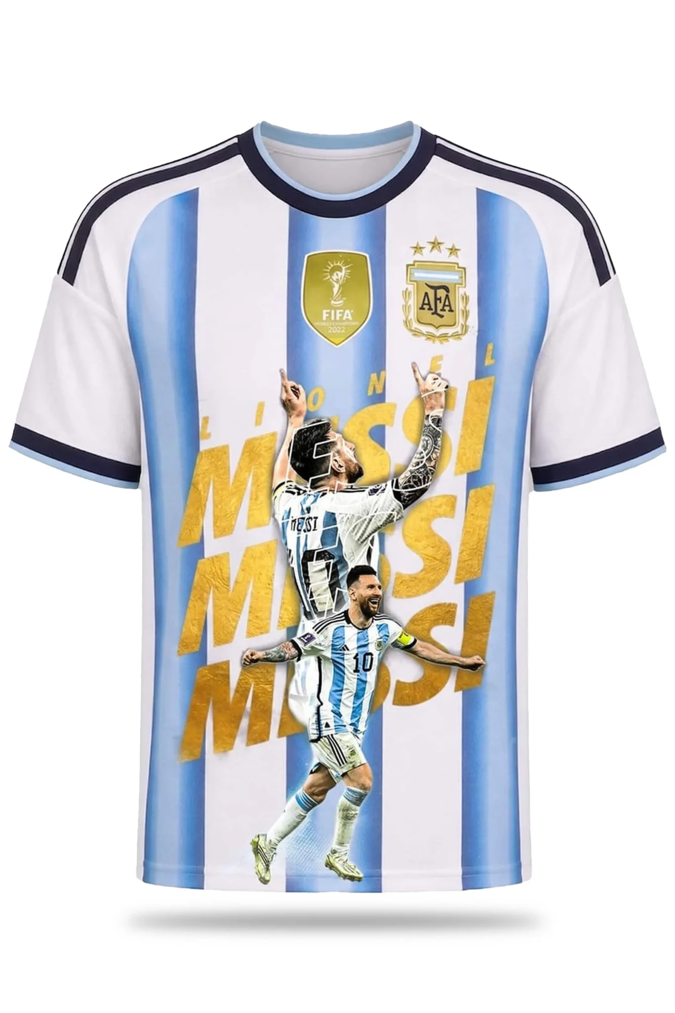 lionel messi in goat we trust argentina world cup 26 champions shirt2