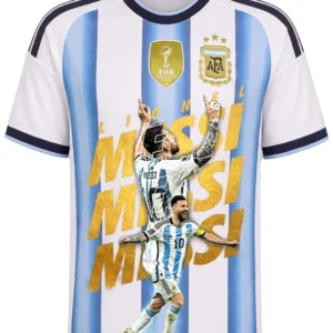 lionel messi in goat we trust argentina world cup 26 champions shirt2