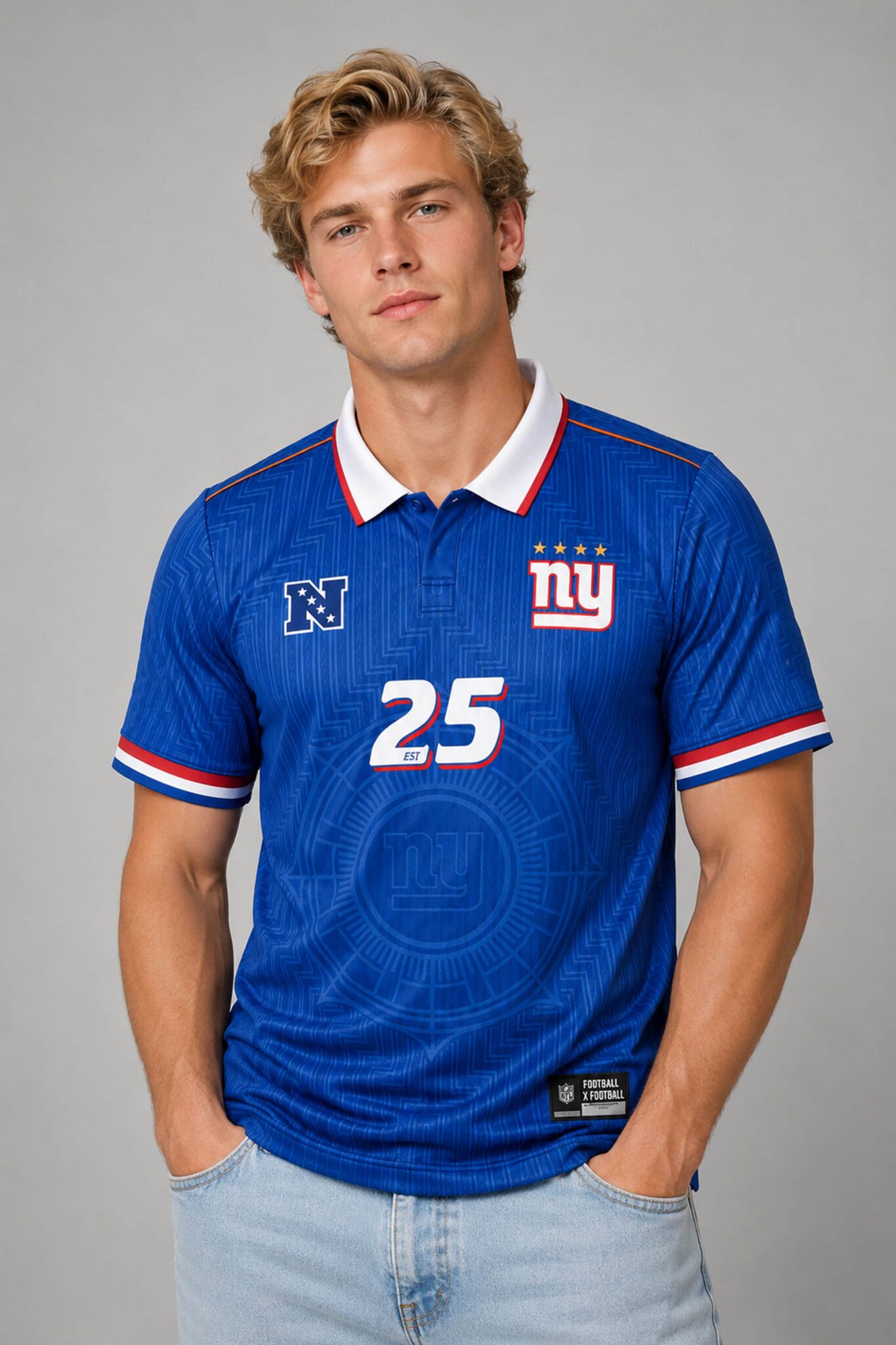 new york giants football x football collared fan top jersey1