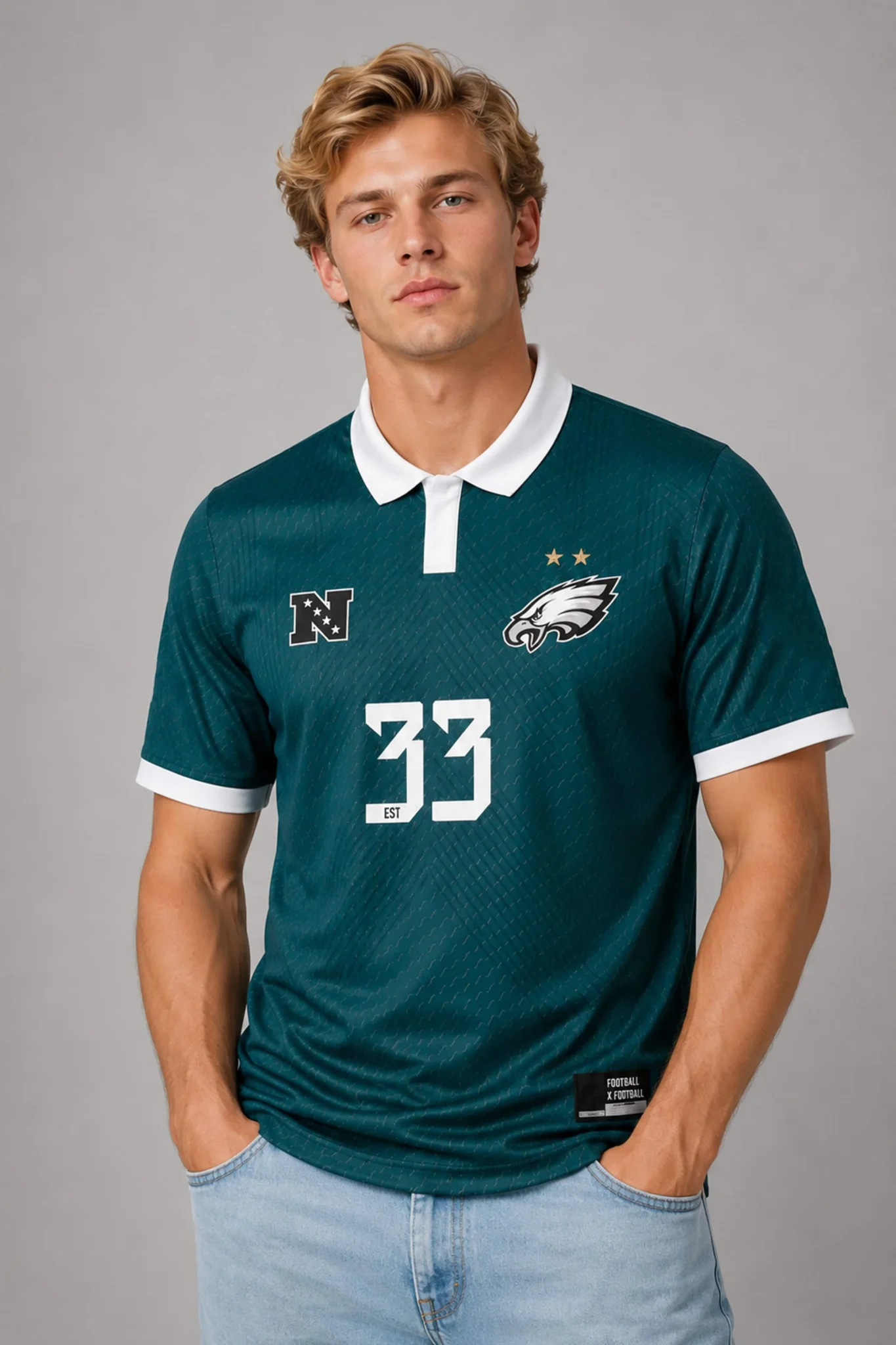 philadelphia eagles football x football collared fan top 2026 jersey1