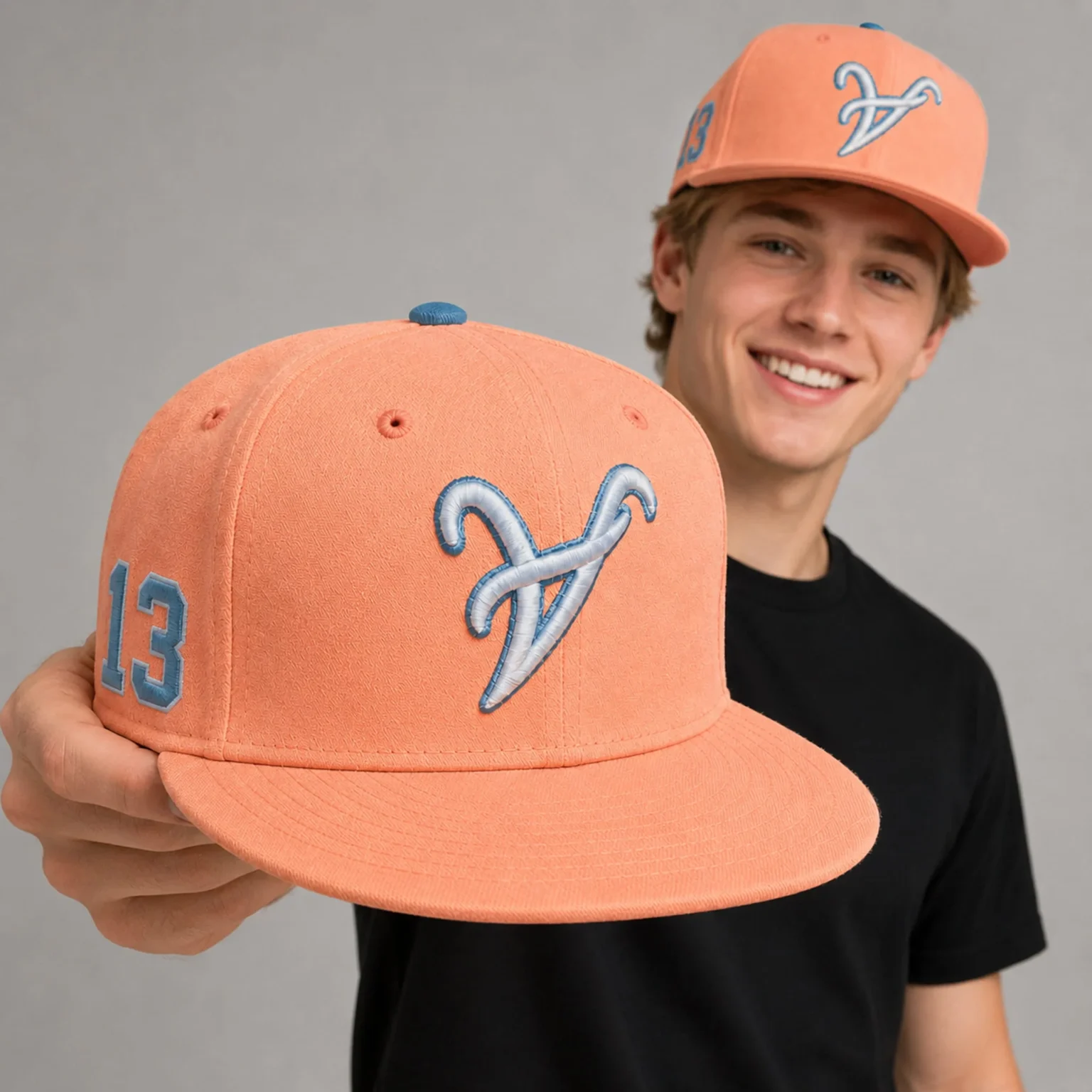 ronald acuna jr 13 braves upside down peach hat2