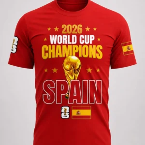 spain 2026 world cup champions 2 spanish flags two sided shirt
