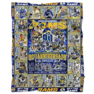 the los angeles rams 90th anniversary 1937 2027 fleece blanket2