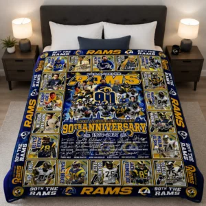 the los angeles rams 90th anniversary 1937 2027 fleece blanket1