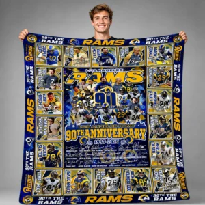 the los angeles rams 90th anniversary 1937 2027 fleece blanket
