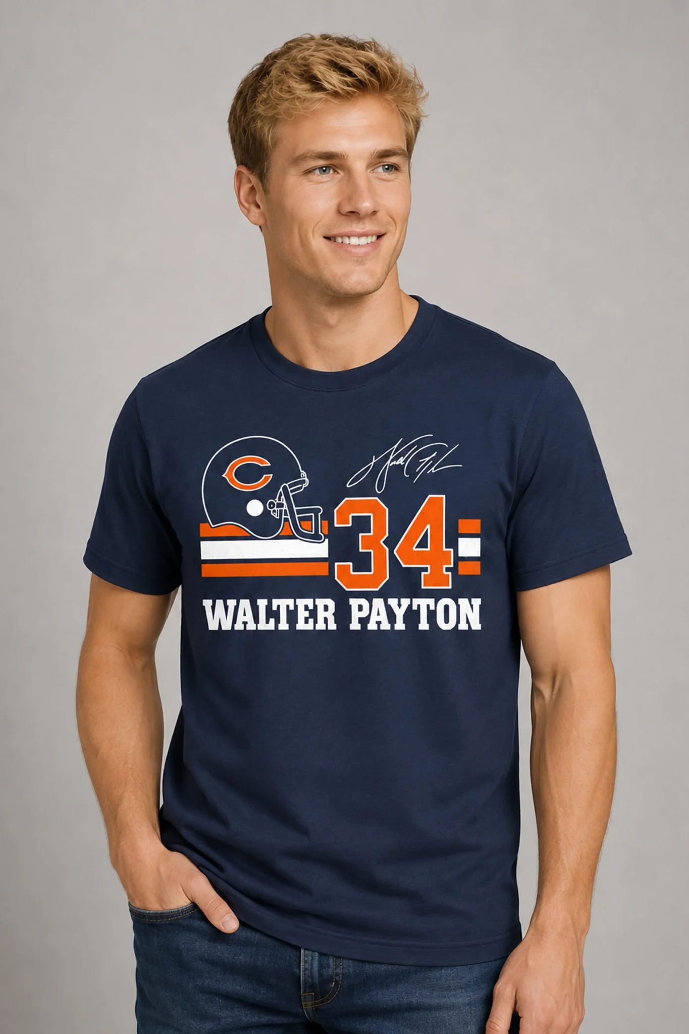 chicago bears 34 signature walter payton shirt2
