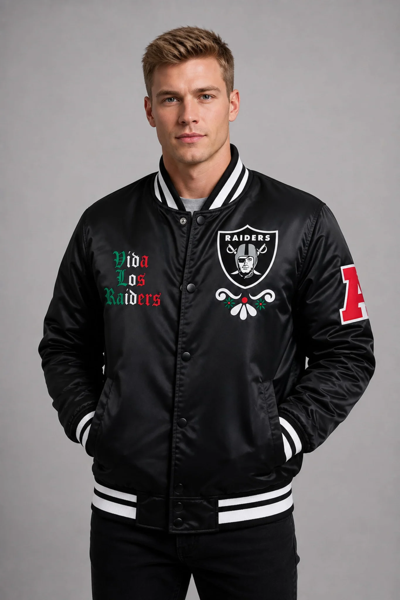 las vegas raiders viva los raiders bomber jacket2