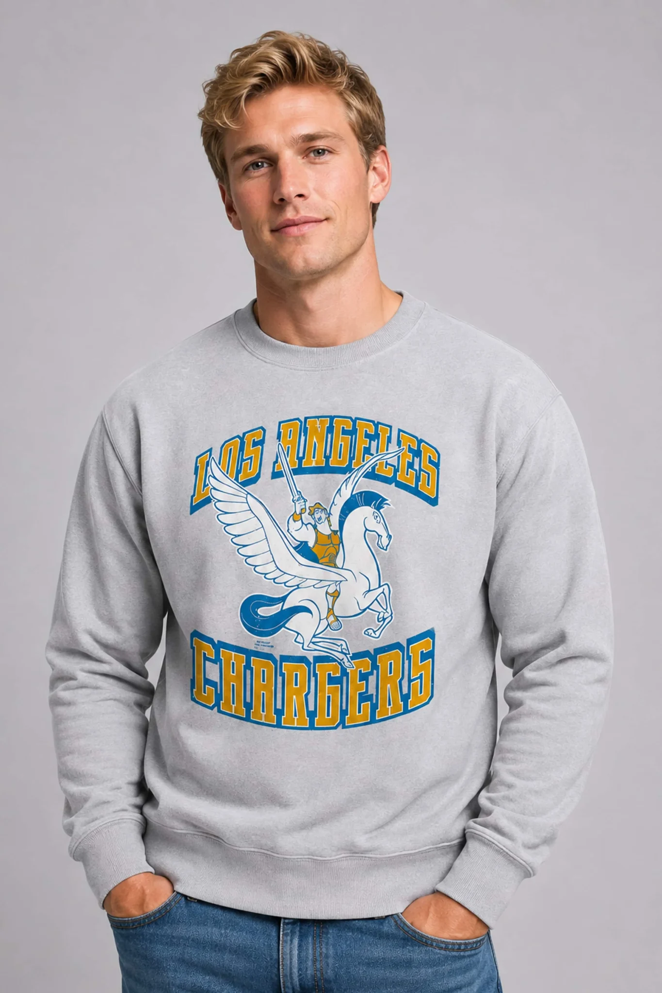 los angeles chargers hercules and pegasus pullover sweatshirt2