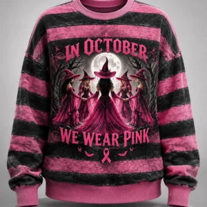 unisex witches in october we wear pink regular sweatshirt