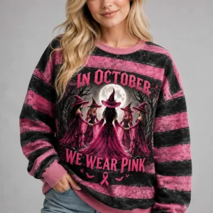 unisex witches in october we wear pink regular sweatshirt2