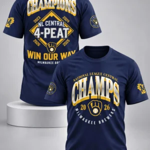brewers win our way nl central champions 4 peat 2026 t shirt