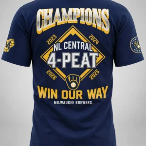 brewers win our way nl central champions 4 peat 2026 t shirt2