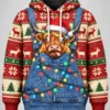 christmas highland cow overalls ugly sweater hoodie