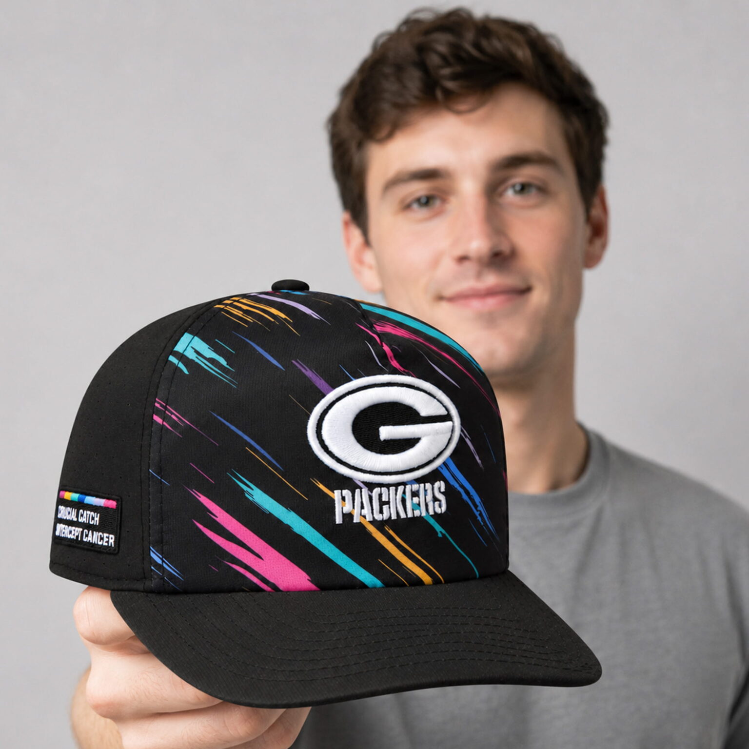 green bay packers crucial catch intercept cancer 2026 hat1 green bay packers crucial catch intercept cancer 2026 hat1