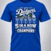 la dodgers 5 in a row nl west division champion shirt