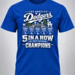 LA Dodgers 5 In A Row NL West Division Champion Shirt