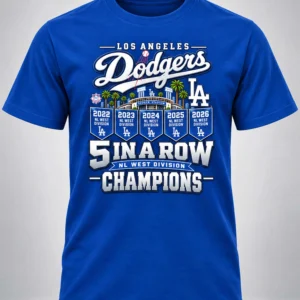 la dodgers 5 in a row nl west division champion shirt