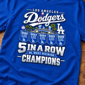 la dodgers 5 in a row nl west division champion shirt1