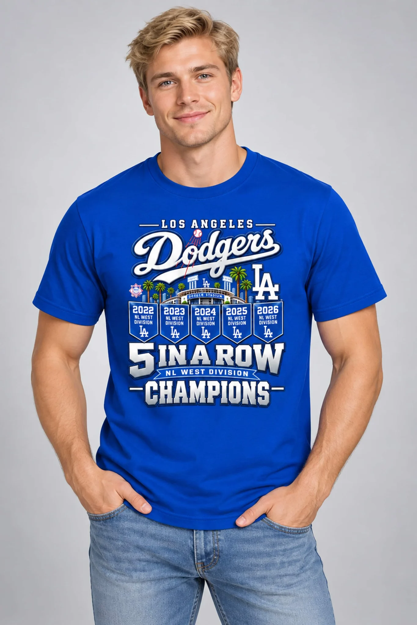 la dodgers 5 in a row nl west division champion shirt2