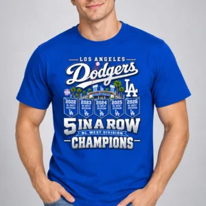 la dodgers 5 in a row nl west division champion shirt2