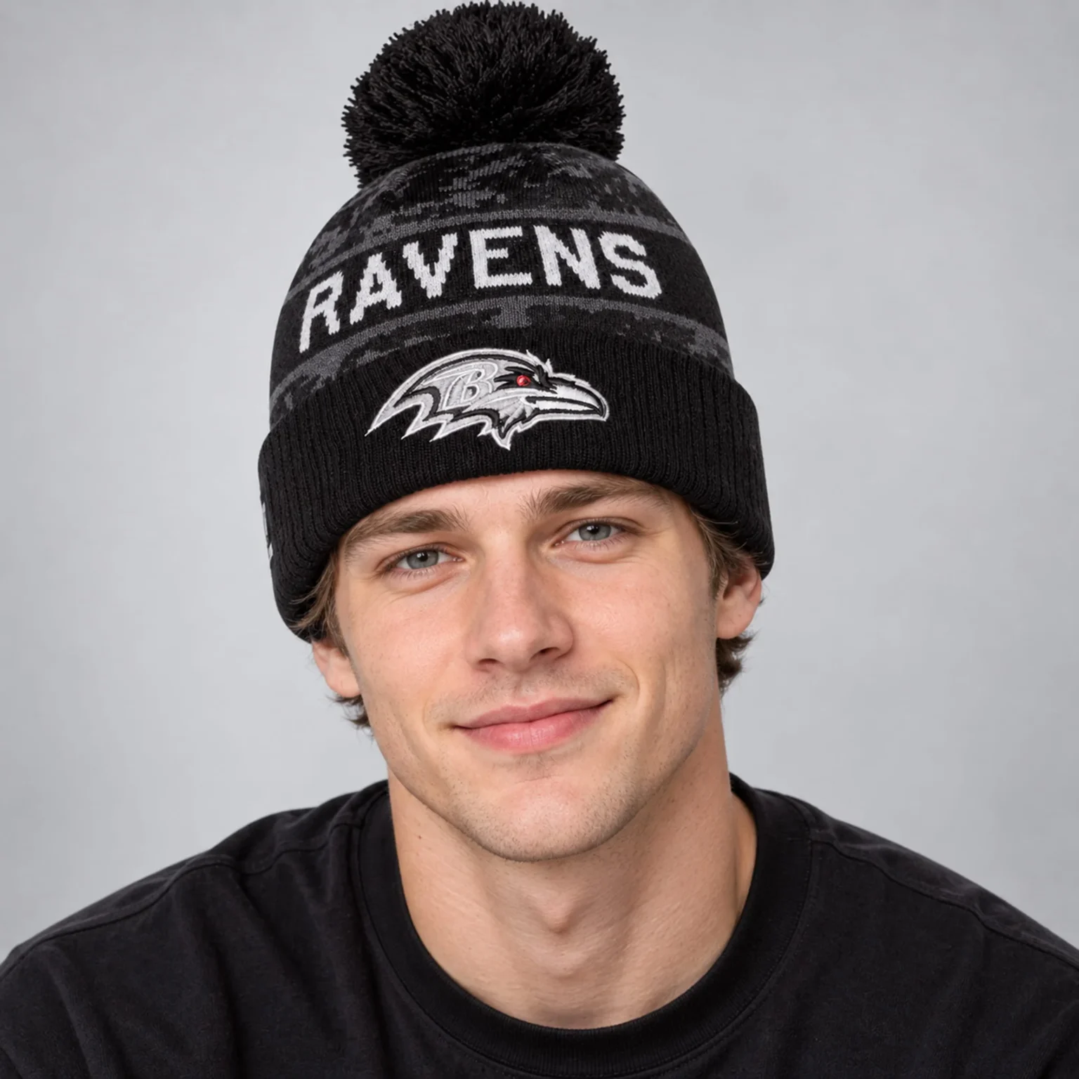 ravens 2026 salute to service cuffed knit hat2