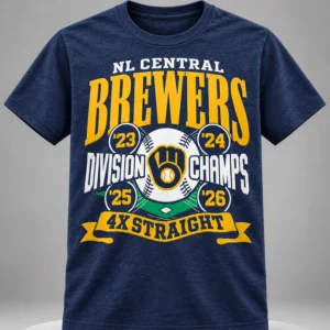 2026 brewers 4x straight nl central division champs shirt