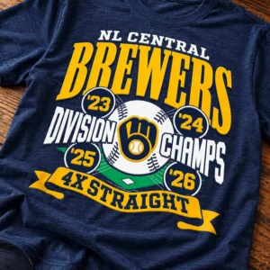 2026 brewers 4x straight nl central division champs shirt1