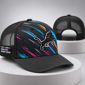 lions 2026 crucial catch intercept cancer trucker hat