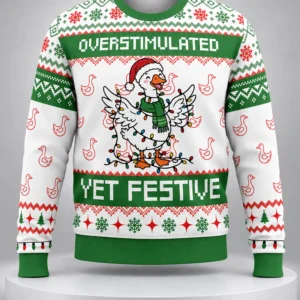 Overstimulated Yet Festive Ugly Christmas Sweater (1)