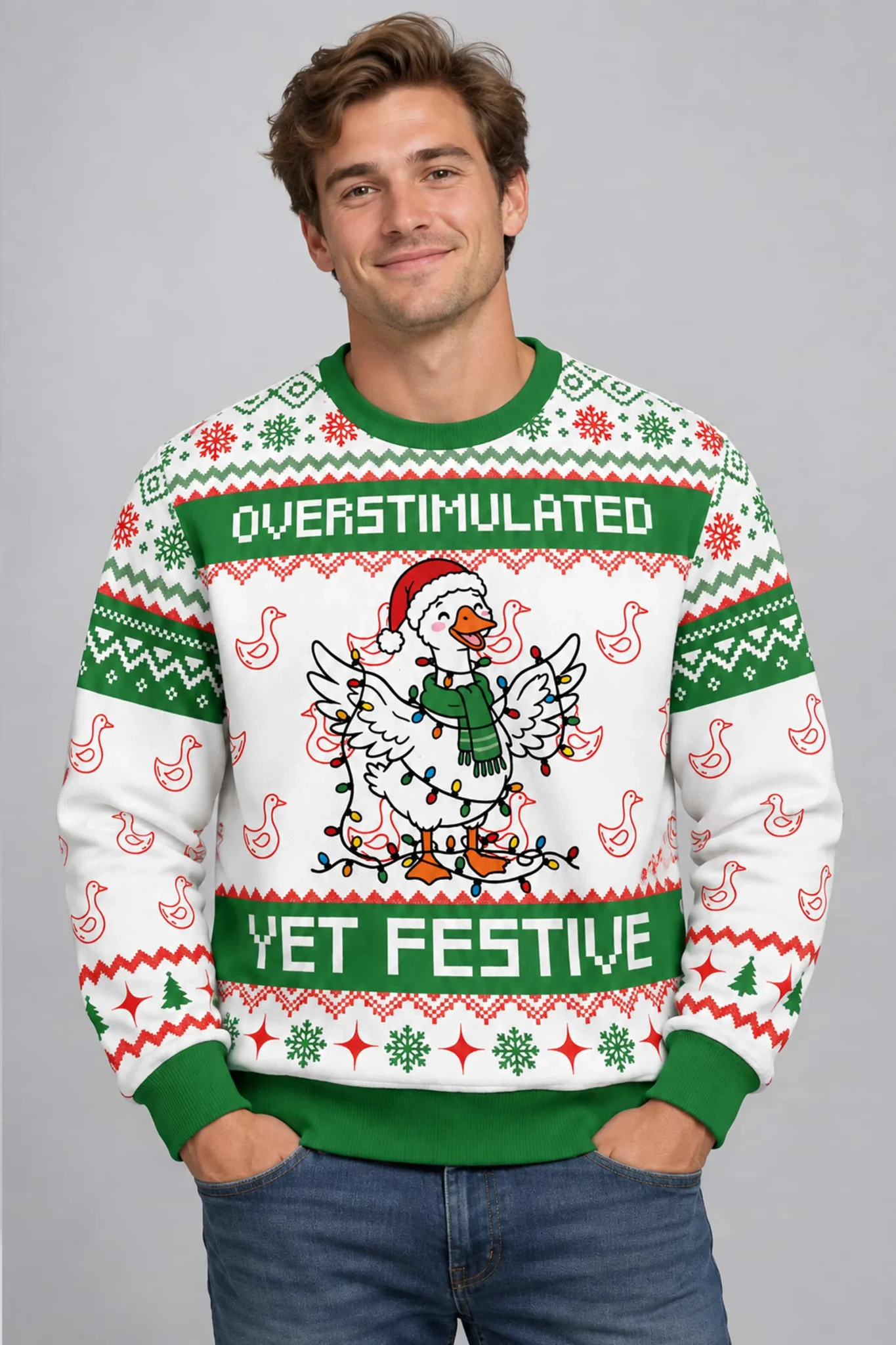 Overstimulated Yet Festive Ugly Christmas Sweater2 (1)