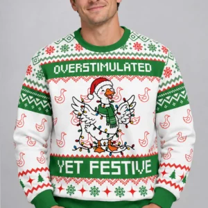 Overstimulated Yet Festive Ugly Christmas Sweater2 (1)