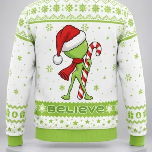 alien believe christmas ugly christmas sweater1