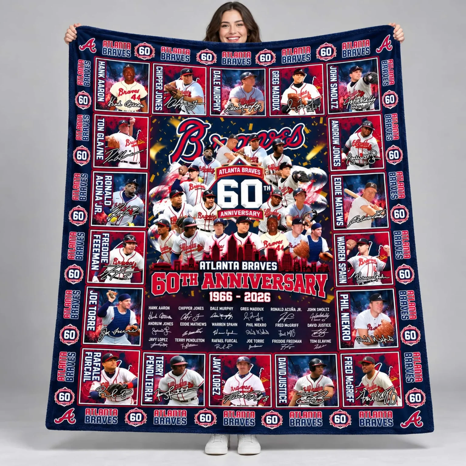 atlanta braves 60th anniversary 1966 2026 fleece blanket1