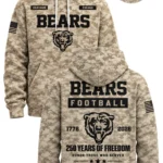 Bears Military Appreciation 250 Years Of Freedom Camo Hoodie