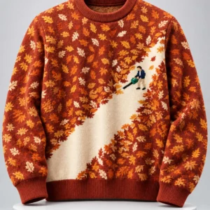 blowing autumn leaves ugly christmas sweater