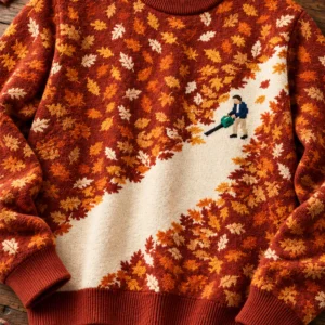 blowing autumn leaves ugly christmas sweater2