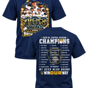 brewers 103 wins 2026 nl central division champions shirt