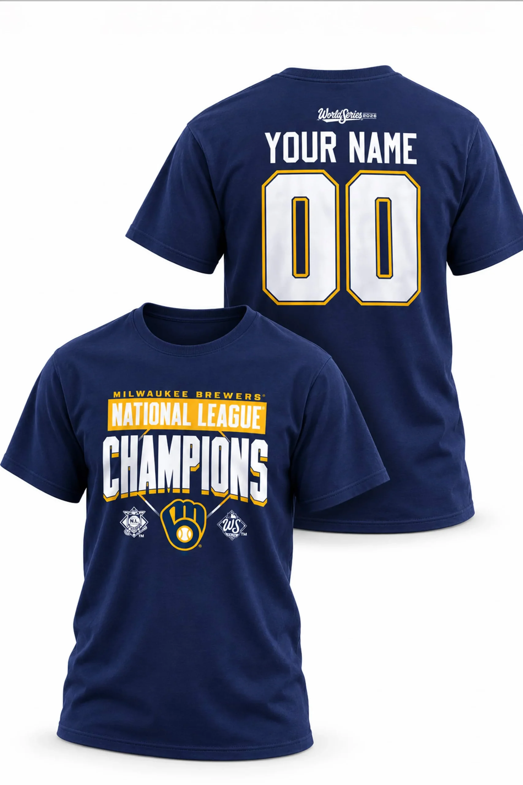 Brewers 2026 American League Champions Custom Name & Number Shirt 1 brewers 2026 american league champions custom name number shirt