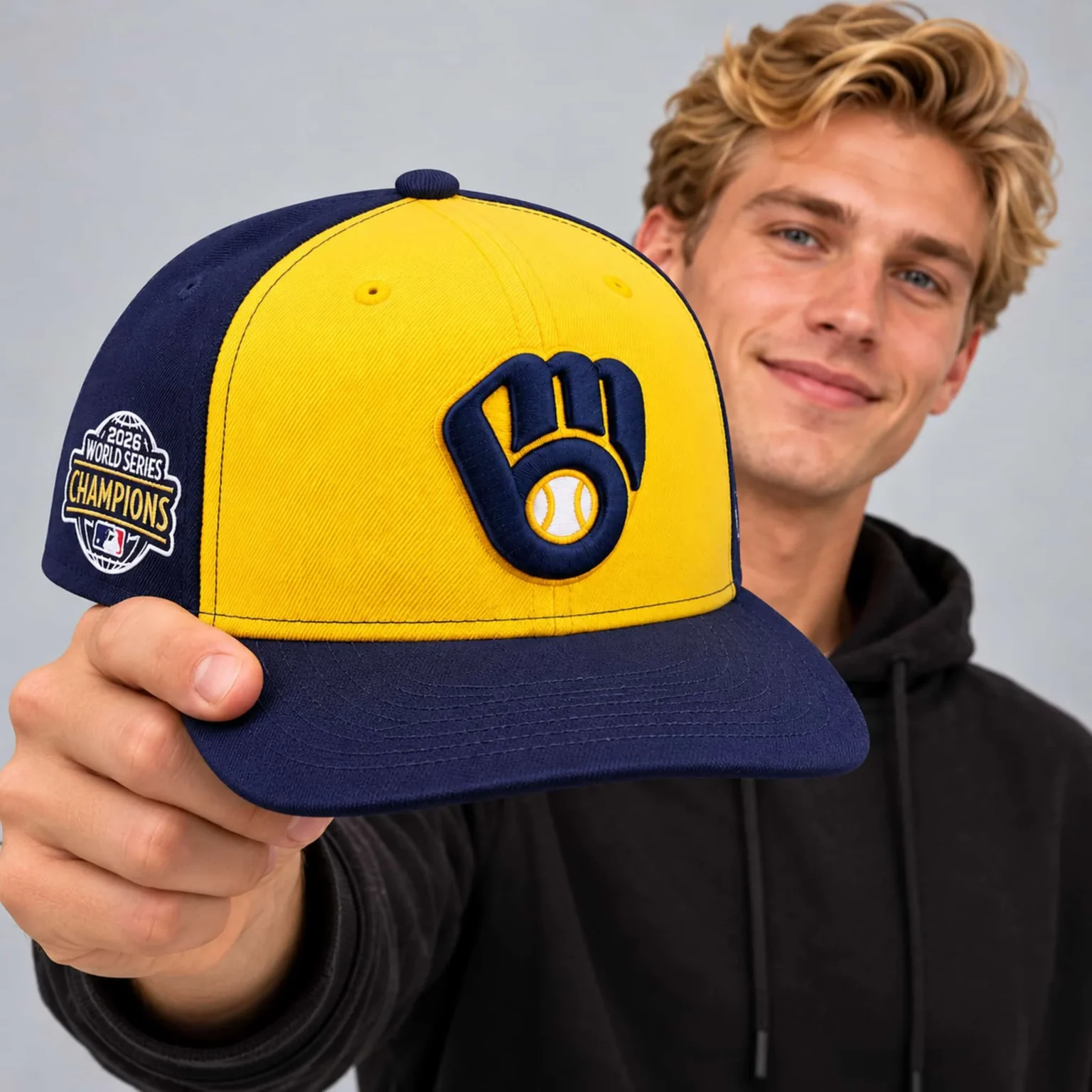 brewers gold navy 2026 world series champions snapback hat2