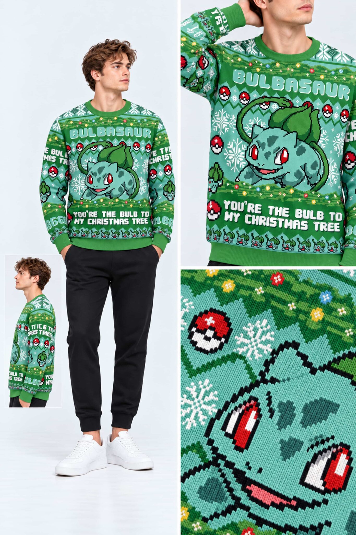 bulbasaur youre the bulb to my christmas tree pokemon ugly christmas sweater2