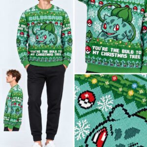 bulbasaur youre the bulb to my christmas tree pokemon ugly christmas sweater2