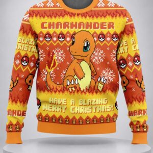 charmander have a blazing merry christmas pokemon ugly christmas sweater