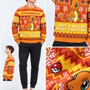 charmander have a blazing merry christmas pokemon ugly christmas sweater2