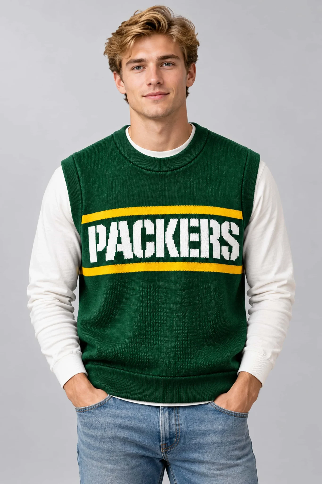 coach mike ditka packers sweater vest2