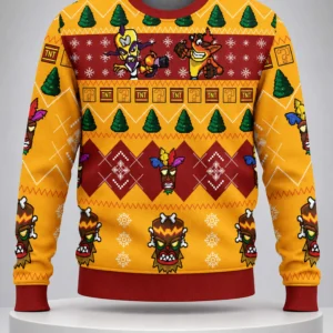 crash bandicoot v2 ugly christmas sweater