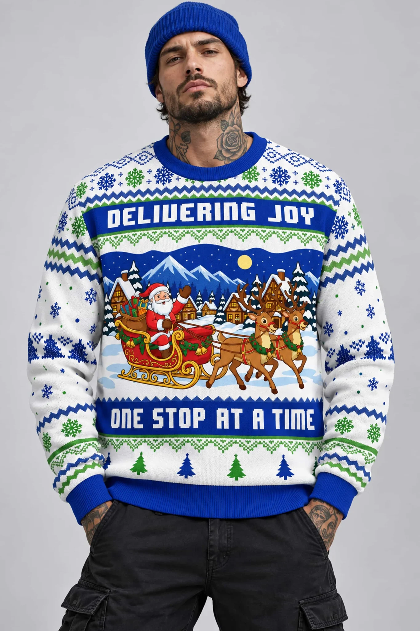 delivering joy one stop at a time ugly christmas sweater2