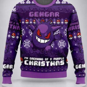 gengar im dreaming of a purple christmas pokemon ugly christmas sweater
