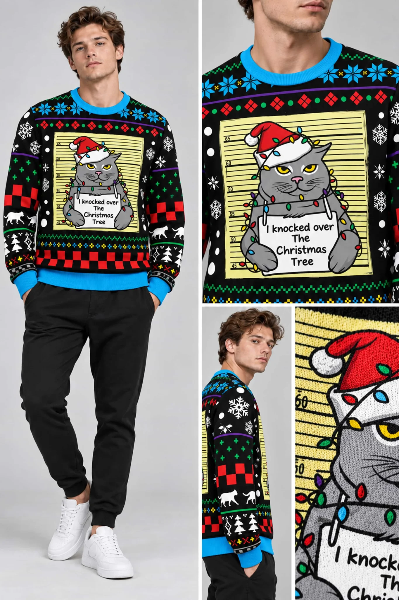 i knocked over the christmas tree ugly christmas sweater2